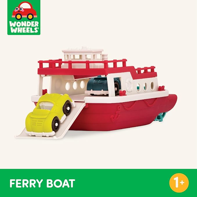 Battat – Wonder Wheels – Pool and Bath Toys for Babies, Toddlers – Floating Toy Boat for Water Play – Recyclable Materials – Ferry Boat – 1 Year +