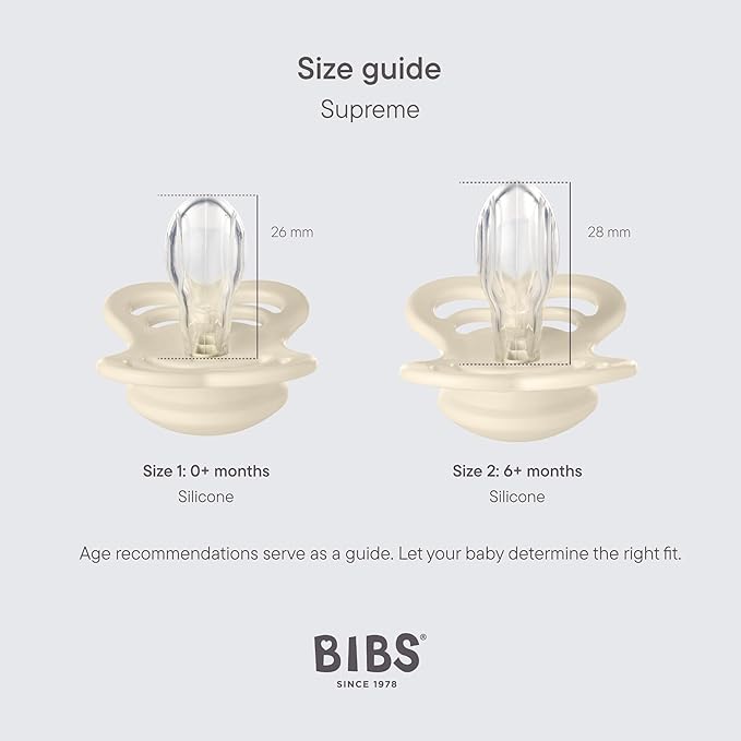 BIBS Pacifiers - Supreme Collection | Symmetrical Nipple | Silicone | Made in Denmark | Set of 2 Island Sea/Sage Color Premium Soothers | Size 0-6 Months