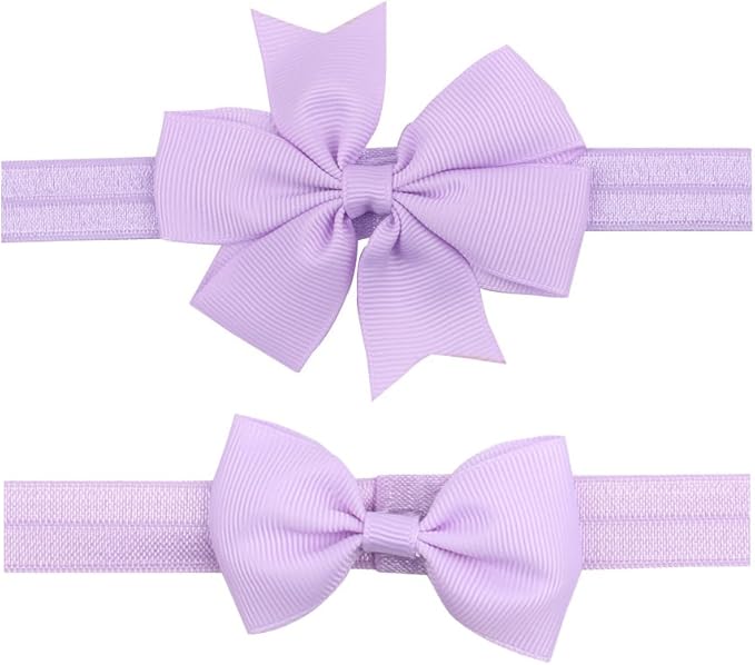 2pc/Set Baby Girls Grosgrain Ribbon Hairband Set Ribbon Bows Hair Tie Headband JB10