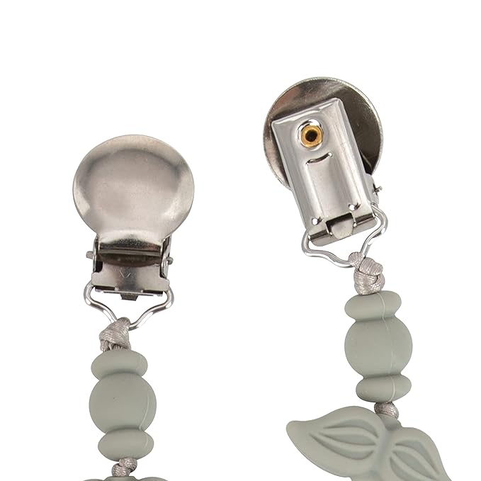 Nuby Pacifinder Silicone Pacifier Clip - Baby Pacifier Holder Clip with Convenient Hook Loop - Mustache