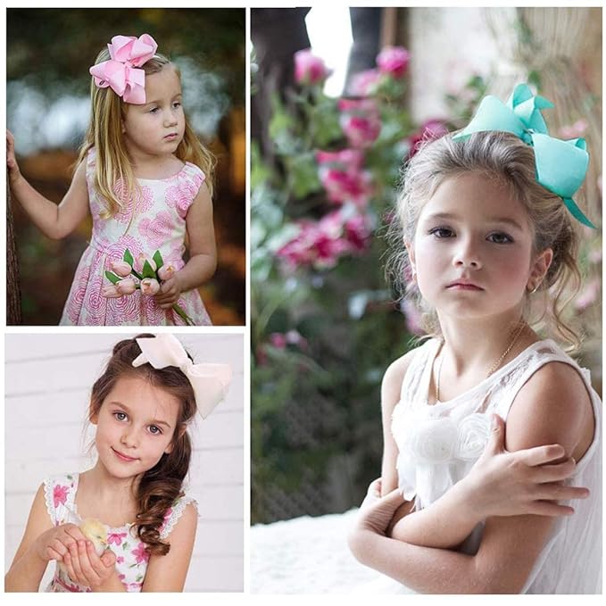 Maroon Bows for Girls,6PCS Hand-made Grosgrain Ribbon Hair Bows Alligator Clips Hair Accessories for Little Teen Toddler Girls Kids (Maroon)