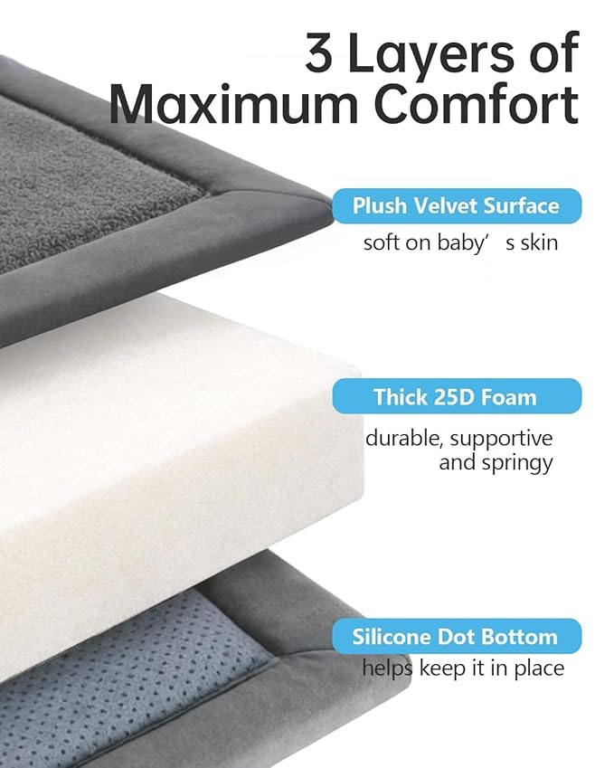 Baby Play Mat for Floor Playpen Mat 1.3" Thick Elasti-Foam Padded Cushioning Non-Slip Backing Safe Playroom Tatami-Style Nursery Mat for Tummy Time & Crawling for Babies Toddlers Infants