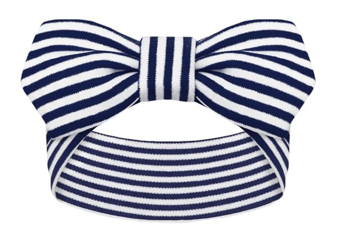 Creative Knitwear Yale Bulldogs Infant Girls Navy/White Striped Hair Knot Headband Embroidered Logo - Size Newborn - 4T