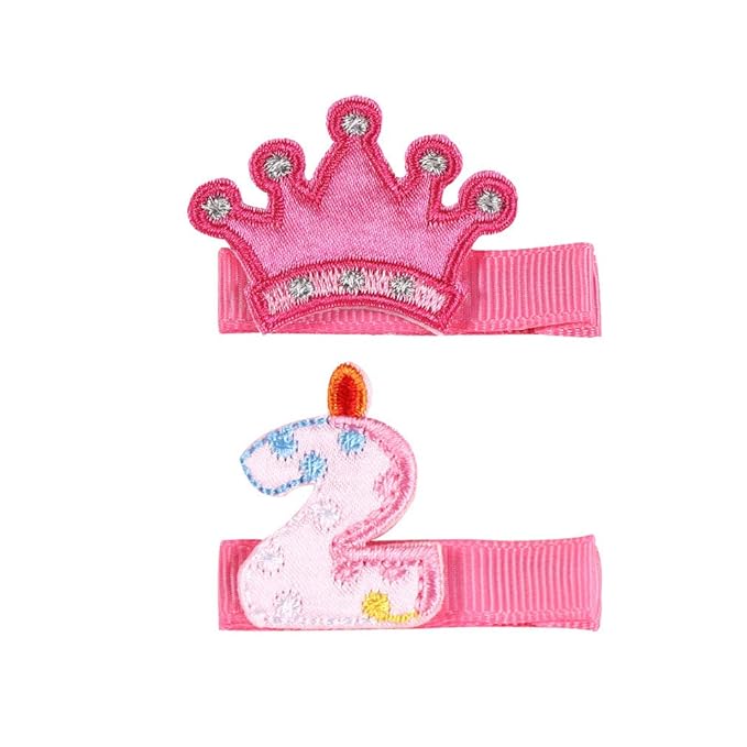 Baby Birthday Hair Clips Pin Birthday Girls Hairclips Cake Crown Girls Hairpin JBC34 (2 Year)