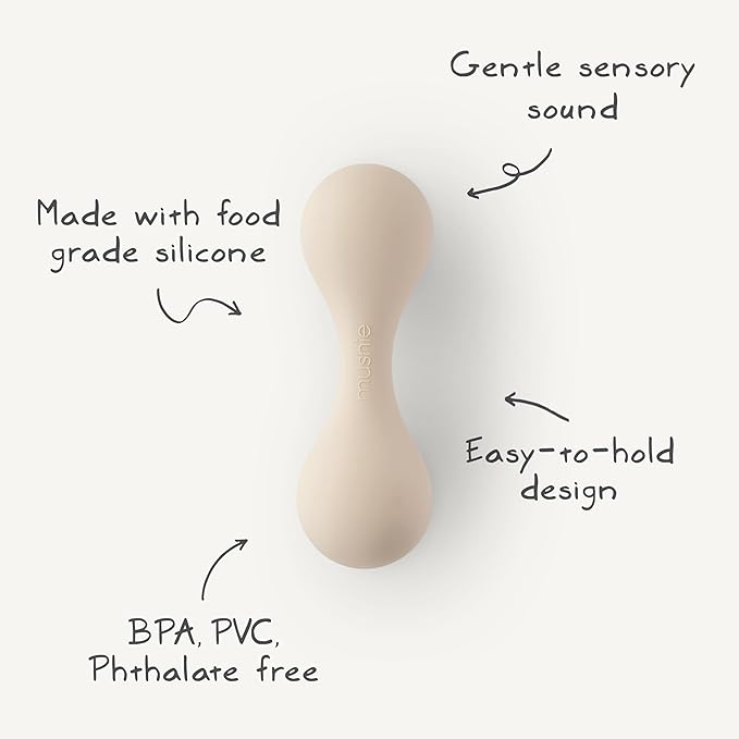 mushie Silicone Baby Shaker Rattle Toy | Ages 3+ Months (Shifting Sand)