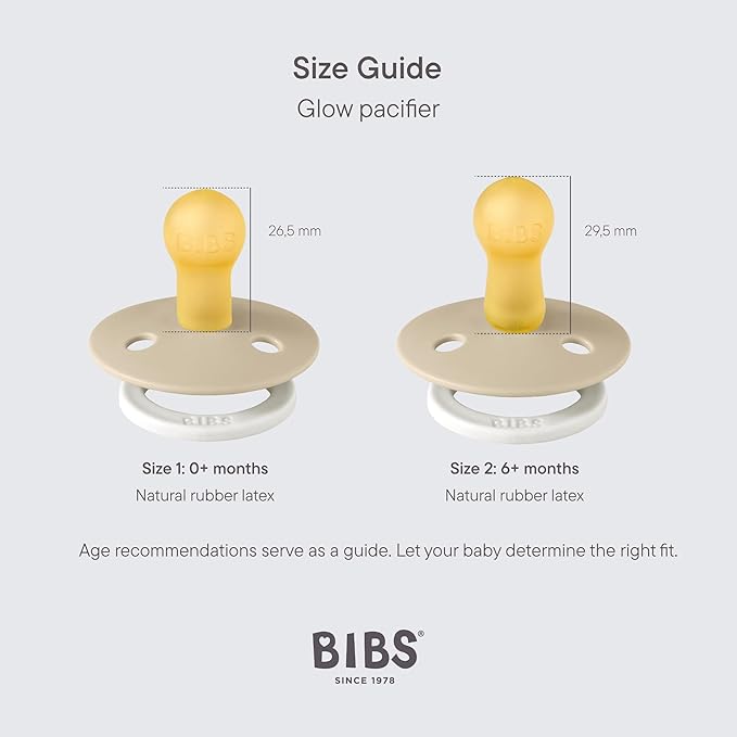 Bibs Pacifiers | Natural Rubber Baby Pacifier | Set of 2 BPA-Free Soothers | Made in Denmark | Sage Night/Cloud Night | Size 6-18 Months