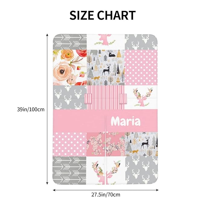 Personalized Baby Car Seat Canopy for Babies with Name, Custom Car Seat Covers for Girls, Infant Opening Minky Nursing Breastfeeding Stroller Cover Carseat Canopies for Newborn (Floral Deer Pink)