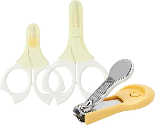 Pigeon Baby Nail Scissors Set(3 Baby Nail Care Scissors), for 0+ Months & 3+ Months & 9+ Months, Made in Japan