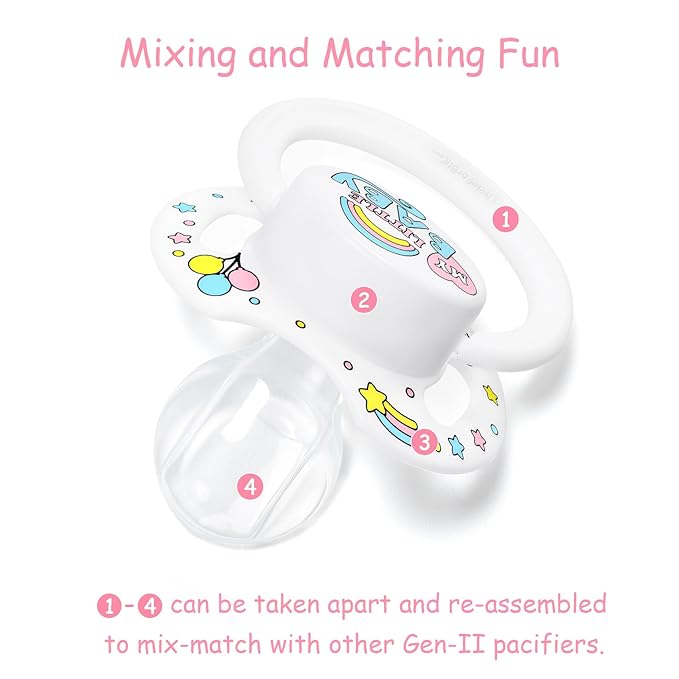 LittleForBig Bigshield Generation-II Adult Sized Printed Pacifier My Little Baby Pattern White