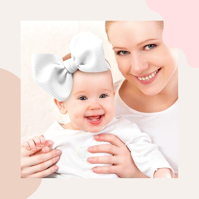 YanJie 6'' 4Pcs Baby Girl Headbands Hair Bows for Newborn Handmade Headbands with Bow Head Wraps for Infant Baby Toddler Girls Black White Pink