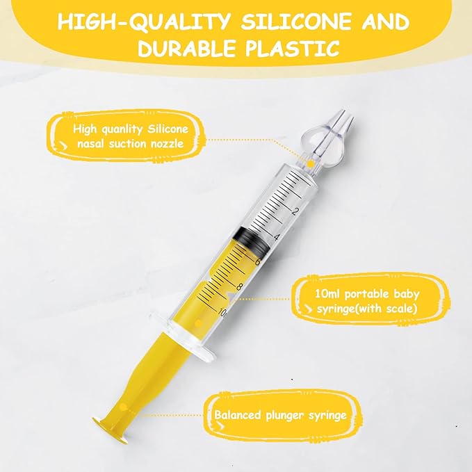 Aolso Baby Nasal Irrigator, 4PCS Nasal Syringe for Baby, Syringe Nasal Irrigator with Tweezers & Cleaning Brush, Baby Nasal Aspirator with Silicone Nasal Suction Tips Portable Baby Nasal Syringe