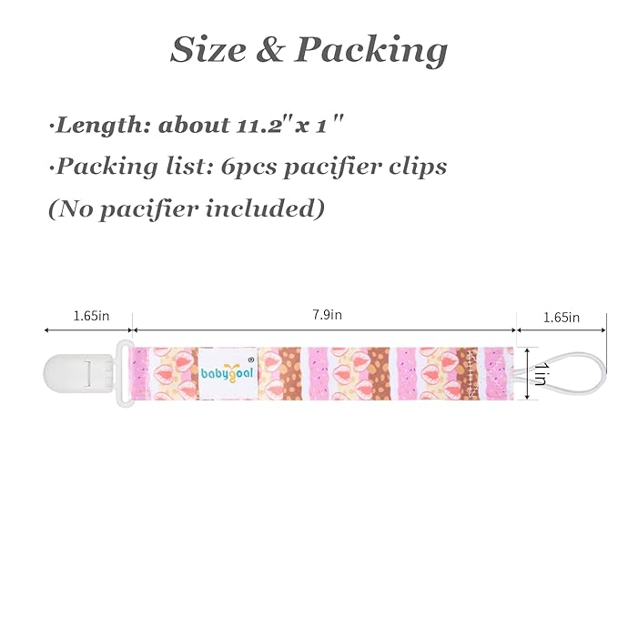 babygoal Pacifier Clips, 6 Pack Binky Paci Holder Leashes Fits for Most Baby Pacifiers and Binkies