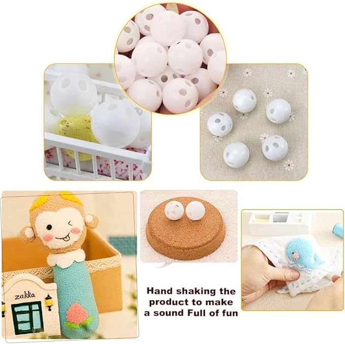 10 Pcs White Rattle Balls Inserts Rattle Box Repair Doll Noise Maker Noise Maker Insert Rattle for Animal Puppet Doll Baby Pet Baby Rattles and Plush Rings