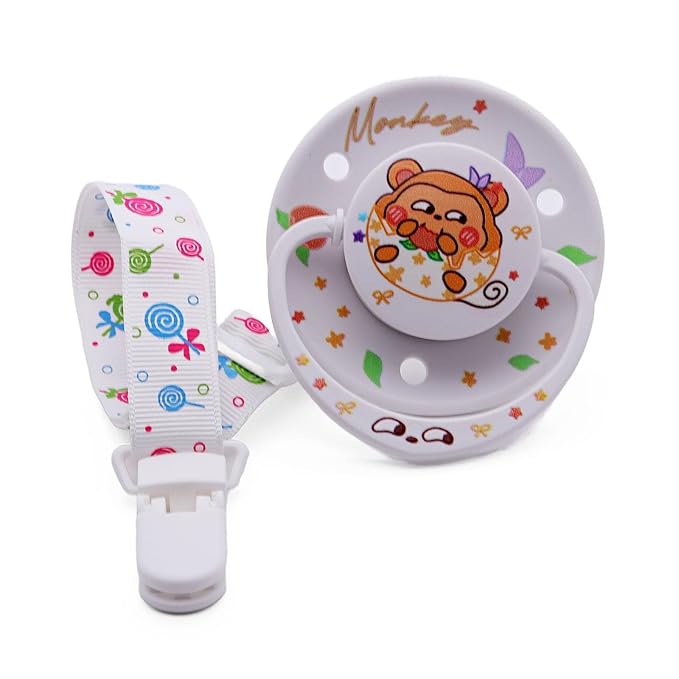 Unique Round Cute Adult Size Pacifier: Big Shield Paci for Anxiety with Paci Clips - Soft Silicone Large Nipple for Sleep