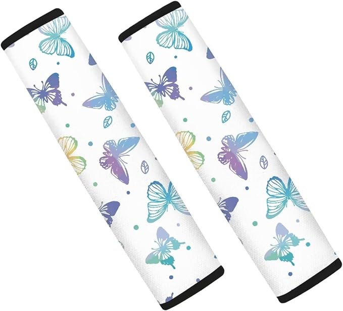 Butterfly Seatbelt Cover Purple Strap Padding 2 Piece Women's Car Seat Belt Cover Seat Belt Pads Soft Comfortable Seat Belt Shoulder Belt Cover Car Accessories Decoration