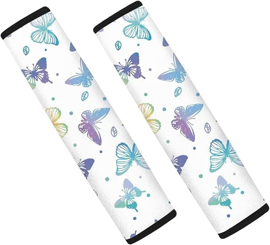 Butterfly Seatbelt Cover Purple Strap Padding 2 Piece Women's Car Seat Belt Cover Seat Belt Pads Soft Comfortable Seat Belt Shoulder Belt Cover Car Accessories Decoration