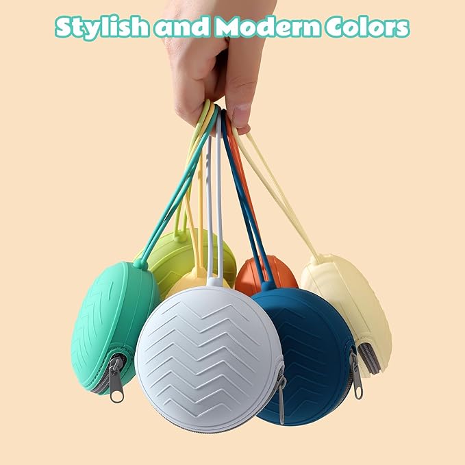 2-Pack Silicone Pacifier Holder Case- Portable Pacifier Cover Pouch Bag, Pacifier Storage Case for Diaper Bag(Jade Teal/Light Grey)