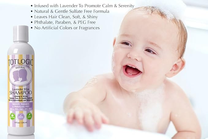 TotLogic Sulfate Free Baby Shampoo- Lavender Bliss Hair Care, 8 oz, No Phthalates, No Formaldehyde, Infused With Natural Antioxidants and Botanicals