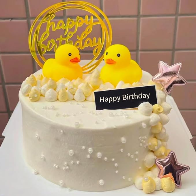 Waterproof No Squeak No Hole No Bebe Noise Kalafona 2 Pcs 3.2 Inch Rubber Funny Yellow Ducky Duck Bath Pool Toy Without Hole for Kid Shower Bathtub Toy Birthday Party Decor Cake Topper in Bulk
