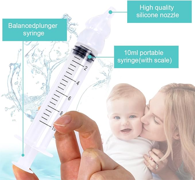 Nasal Irrigator Baby Nose Cleaner 2PCS Professional Infant Nasal Irrigation Portable Nasal Hygiene with Reusable Silicone Nasal Suction Tip for Rinsing