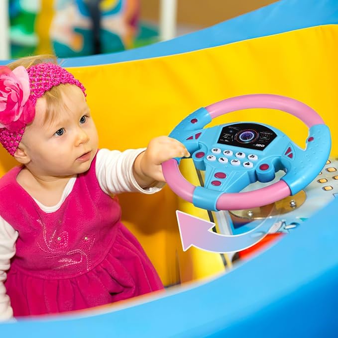 TOYANDONA 2pcs Steering Wheel Toys, Driving Wheel Toy Simulated Pretend Play Driving Toy Kids for Car Backseat