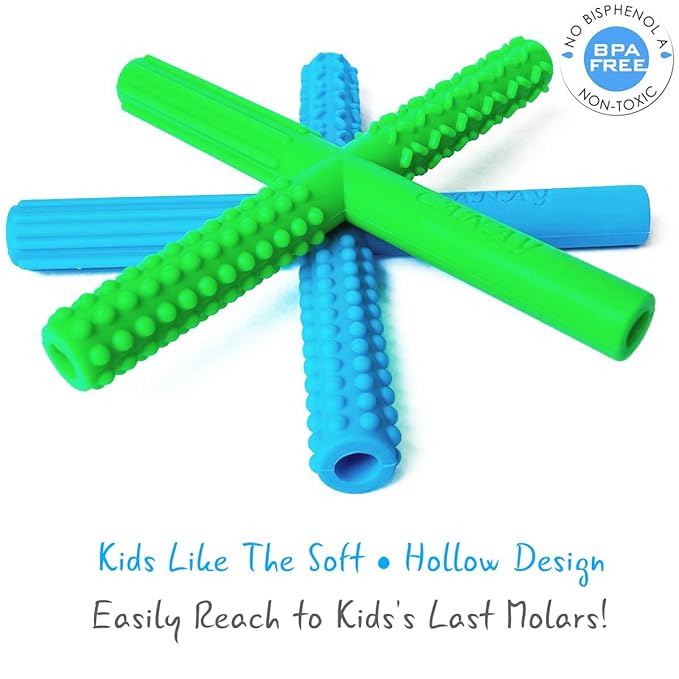 X Hollow Chew Tubes Sensory Chew Toys for Autistic Children(2 Pack), Alt. to Chew Necklaces for Sensory Kids, Teething, Oral Motor Stimulation, ADHD, SPD - Teether Toys