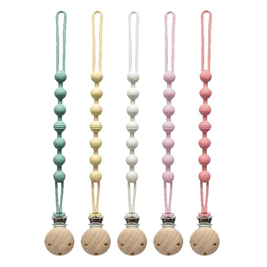 Pacifier Clip for Boys Girls - MORIBOX 5 Pack Paci Clip Soothie Baby Binky Holder for Shower Birthday Gift (5 Packs - 1)