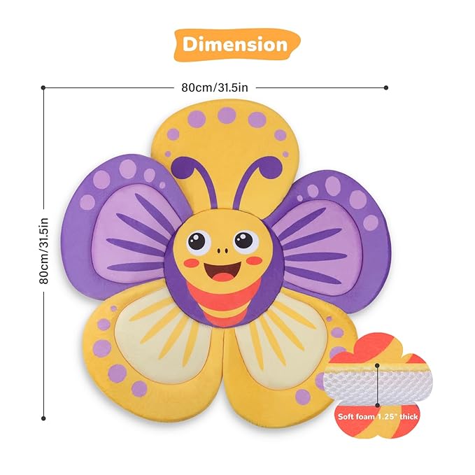 YooxArmor Flower Baby Bath Pad for Infant Bathtub Sink Flower Mat Tub Little Lotus - Petal Soft Supports Lounger Newborn Bathing Insert Seat Baby Essentials, Bees