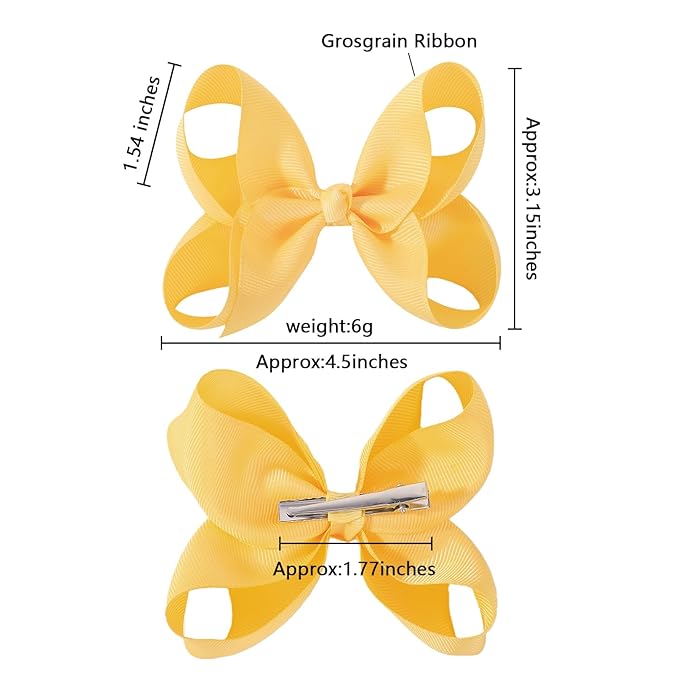 20PCS 4.5 Inch Hair Bows for Girls Grosgrain Ribbon Toddler Hair Bows Clips Alligator Hair Accessories for Baby Girls Toddlers Kids Teens (10 Colors in Pairs)