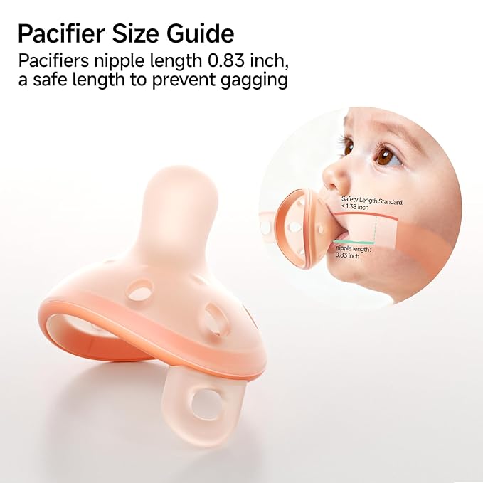 Garkoko Baby Pacifiers 0-6 Months Breast Like Shape Pacifiers BPA-Free One-Piece Silicone Newborn Pacifier for Breastfed Babies, 2pcs for Best Value