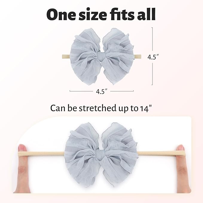 Baby Girls Stretchy Soft Knot Headbands with Hair Bows Newborn Toddler Hairbands Infant Toddlers Kids Hair Accessories Purple Gray Pink 3 PCS