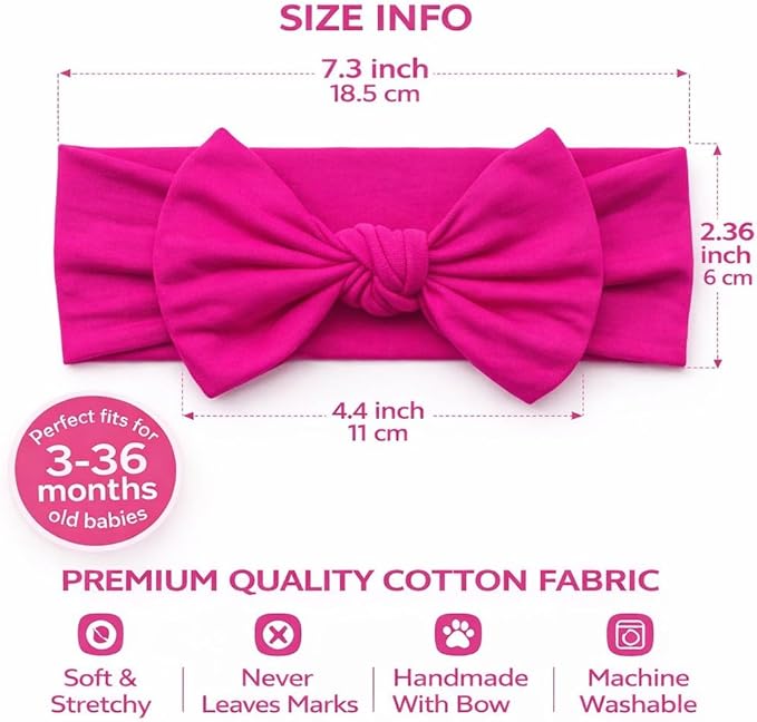 Baby Girl Headbands-Infant,Toddler Cotton Handmade Hairbands with Bows Child Hair Accessories