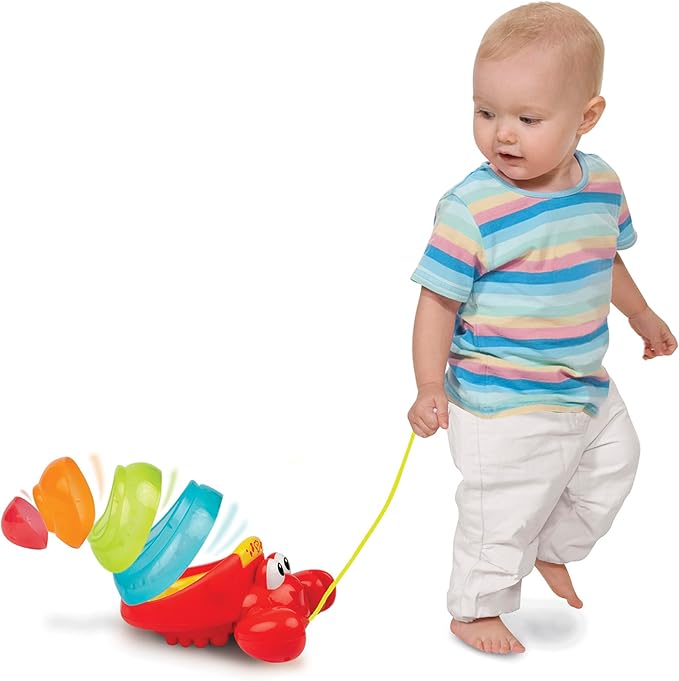Winfun: Pull Along Crab Stacker - Lights & Sounds, Walking & Stacking Toy, 4 Colorful Cups, Motor Training, Sensory Toy, Baby & Toddler Ages 12mo+