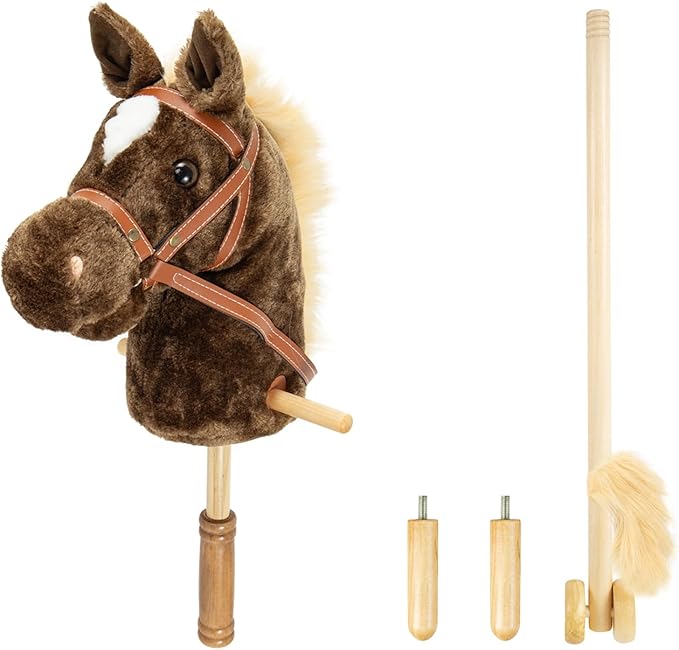 Plush Horse Riding 39inch,Horse Provides Fun Pretend Play for Toddlers & Preschoolers, Clip-Clop Sounds (Coffee)