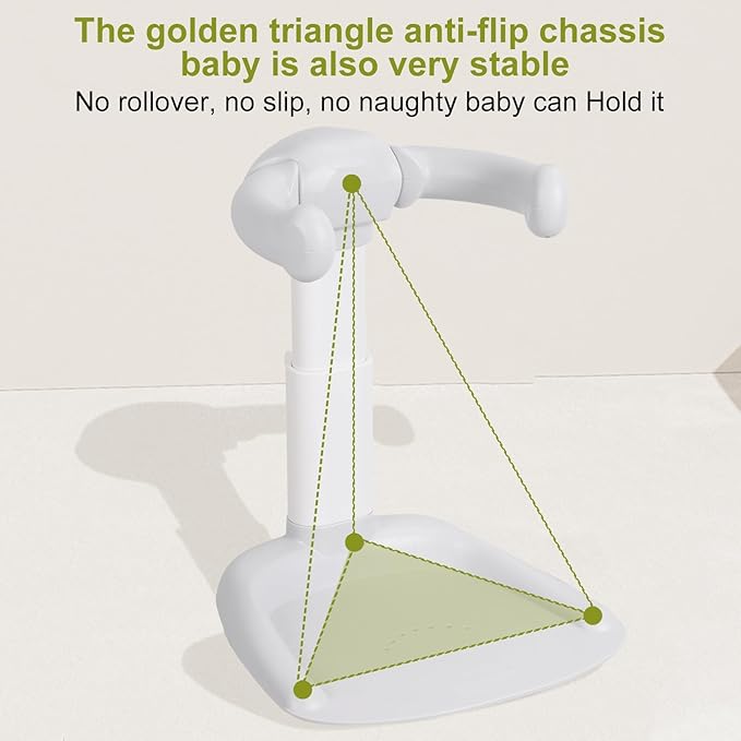 Baby Shower Stand, Adjustable Baby Bath Stand with Armrest, Foldable Baby Bath Support with Shower Head Holder, Shower Standing Support for Infants, Baby Bath Seat, Baby Shower Station Khaki