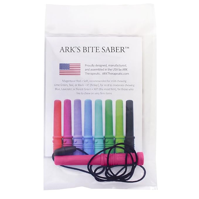 ARK Bite Saber, Chew Necklaces for Sensory Kids and Adults, Oral Fidget for Autism, ADHD, SPD, Anxiety, Medical-Grade Sensory Chew Necklace, Standard, Softest, Magenta