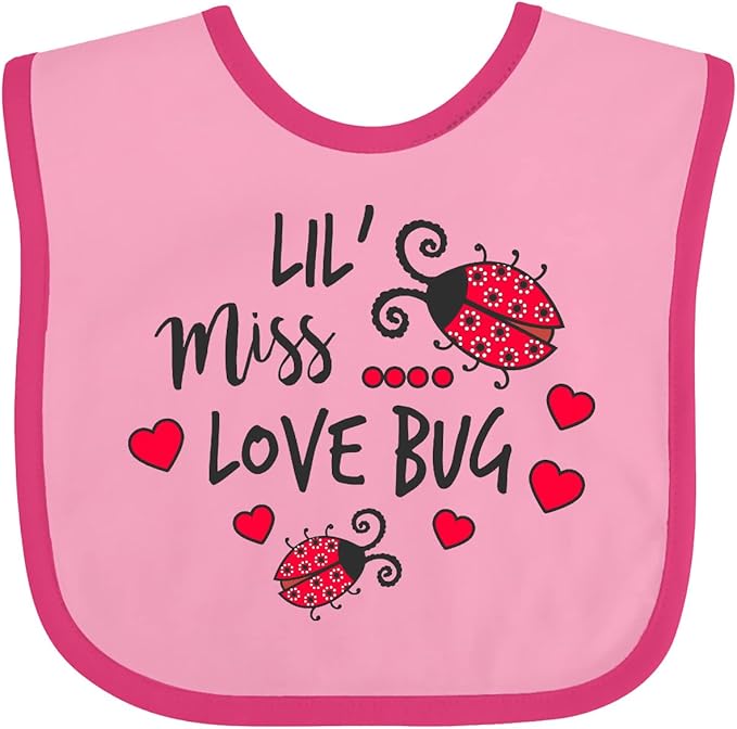 inktastic Lil Miss Love Bug with Lady Bug and Hearts Baby Bib