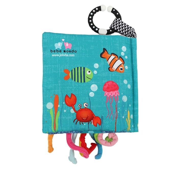 Fish Baby Books Toys, Touch Feel Cloth Crinkle Books for Babies, Infant Toys 0-6, 6-12, 12-18 Months,Early Learning Education Toys,Shower Baby Easter Gifts for Boys Girls,Teething,Mirror,Shark