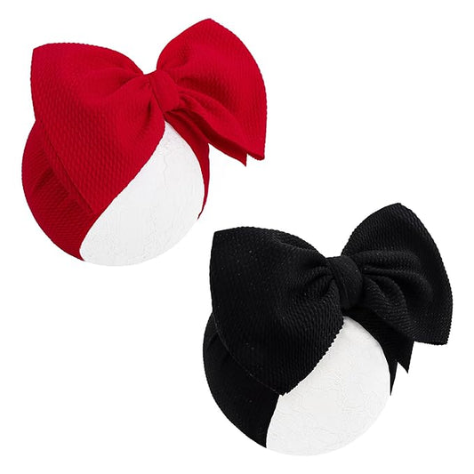 Super Durable Soft Knot Headbands with Hair Bows Infant Toddlers Kids Hair Accessories Red Black Headband for Newborn Baby Girls
