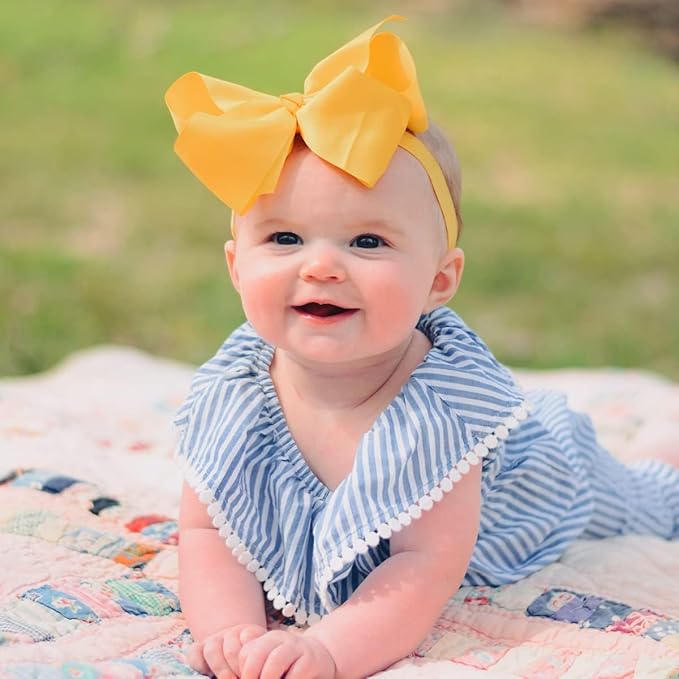 WillingTee Headbands 6 Inch 30 Colors Boutique Grosgrain Ribbon Hair Bows Big Baby Girls Bows Headbands for Baby Girls Infants Toddler Kids Teens and Children