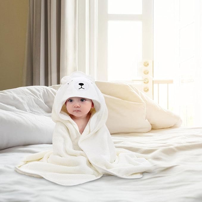 Hooded Baby Towel, Baby Bath Towel Hooded Bath Blanket, Baby Cotton Animal Face Hooded Towel, Absorbent Coral Fleece Hooded Baby Bath Shower Towel Gifts for Infant Newborn Toddlers, 31 * 31in