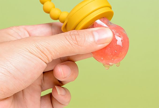 Fruit Food Feeder Pacifier Fruit Pacifier Feeder Baby Teether Toy Silicone Fruit Feeder Baby Fruit Feeder Pacifiers (Khaki)