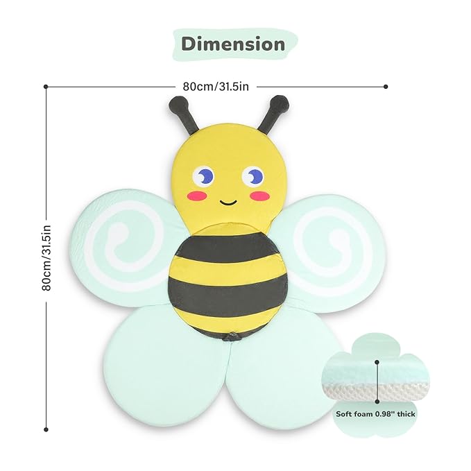 YooxArmor Baby Bath Pad for Infant Bathtub Sink, Non-Slip Flower Bathtub for Infants 0-6 Months, Soft Baby Sink Bath Cushion for Babies Bath Time, Newborns Bath Essentials Must Haves-Bee