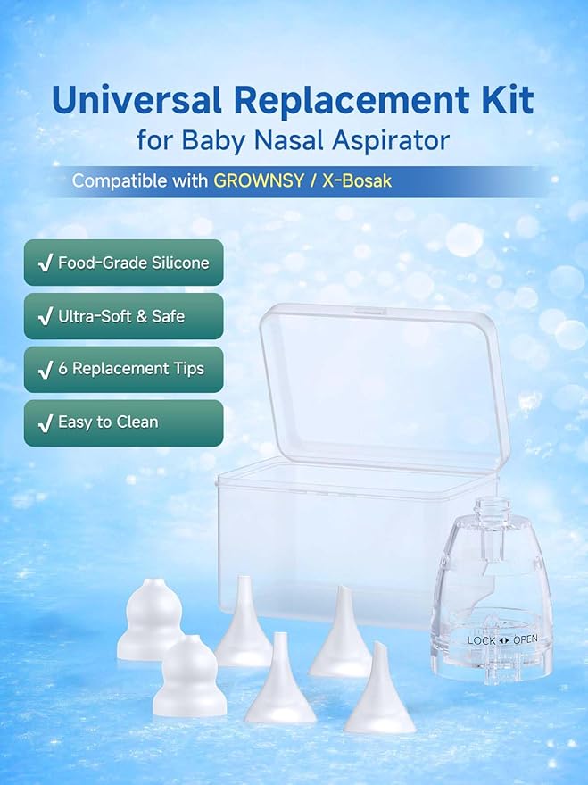 Nasal Aspirator Replacement Tips for Grownsy, Soft Silicone Baby Nose Suction Parts, BPA-Free Replacement Accessories for Electric Nasal Aspirator
