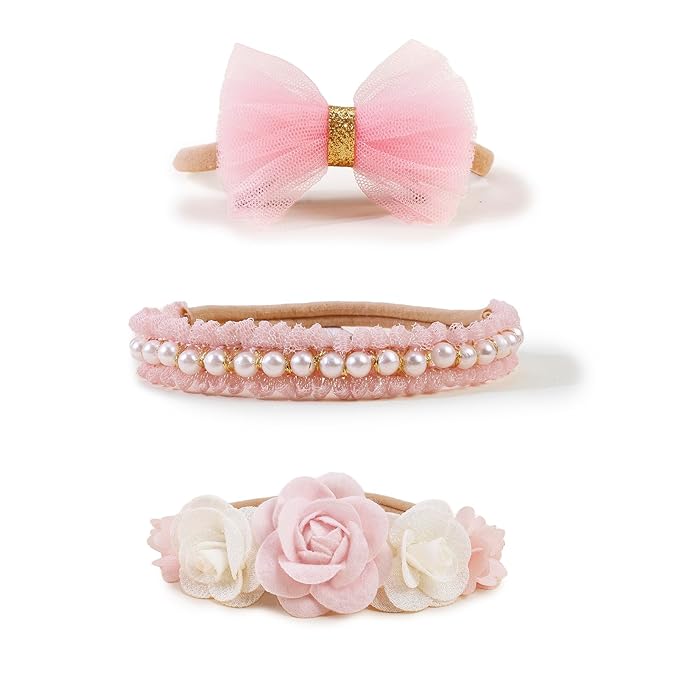 New Model Baby Girl Nylon Headbands Nylon Flower Elastic Hairbands 3pcs Hair Accessories Gift for Newborn Infant Toddlers (BF-XKFD001)