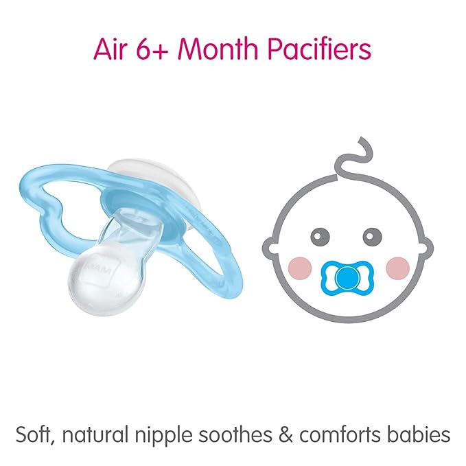 MAM Air Night Pacifiers, MAM Sensitive Skin Pacifier 6+ Months, Glow in The Dark Pacifier, Best Pacifier for Breastfed Babies, Baby Neutral Pacifiers, 6-16 (Pack of 2)