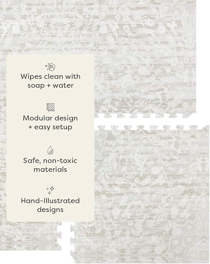 House of Noa Play Mat – 4x6 Laurel Emile – Set of 6 Tiles – Cushioned EVA Foam Play Mat for Floor, Soft Interlocking Mats for Hard Floors