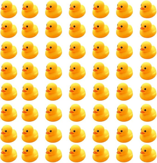 50PCS Super Mini Rubber Duck Bath Duck Toys for Toddlers Boys Girls,Squeak and Float Rubber Ducks in Bulk Baby Shower Duck Decorations Party Favors (1.6'')