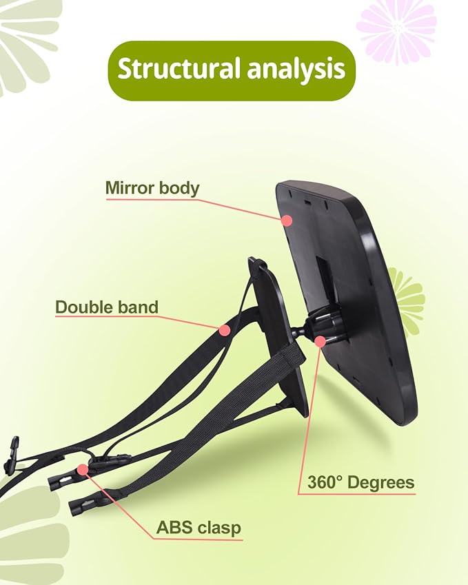 Car Seat Mirror for Rear-Facing Infant – Shatterproof, Adjustable, Wide Angle View, 360° Rotation – Secure and Safe Baby Car Mirror for Back Seat – Easy Installation