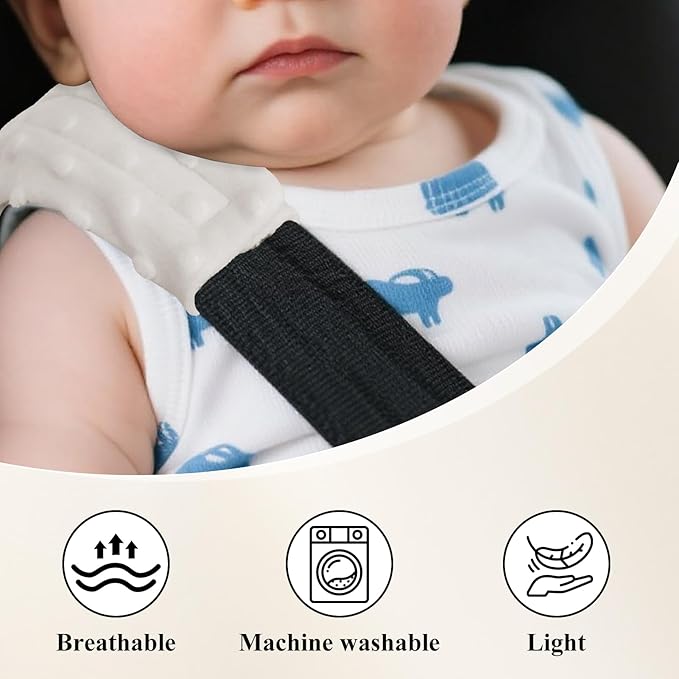 2-Pack Car Seat Strap Covers, Infant Seatbelt Covers, Velvety Soft Double-Sided Use Car Seat Shoulder Strap Pads for Infant Toddler, White Planet Design
